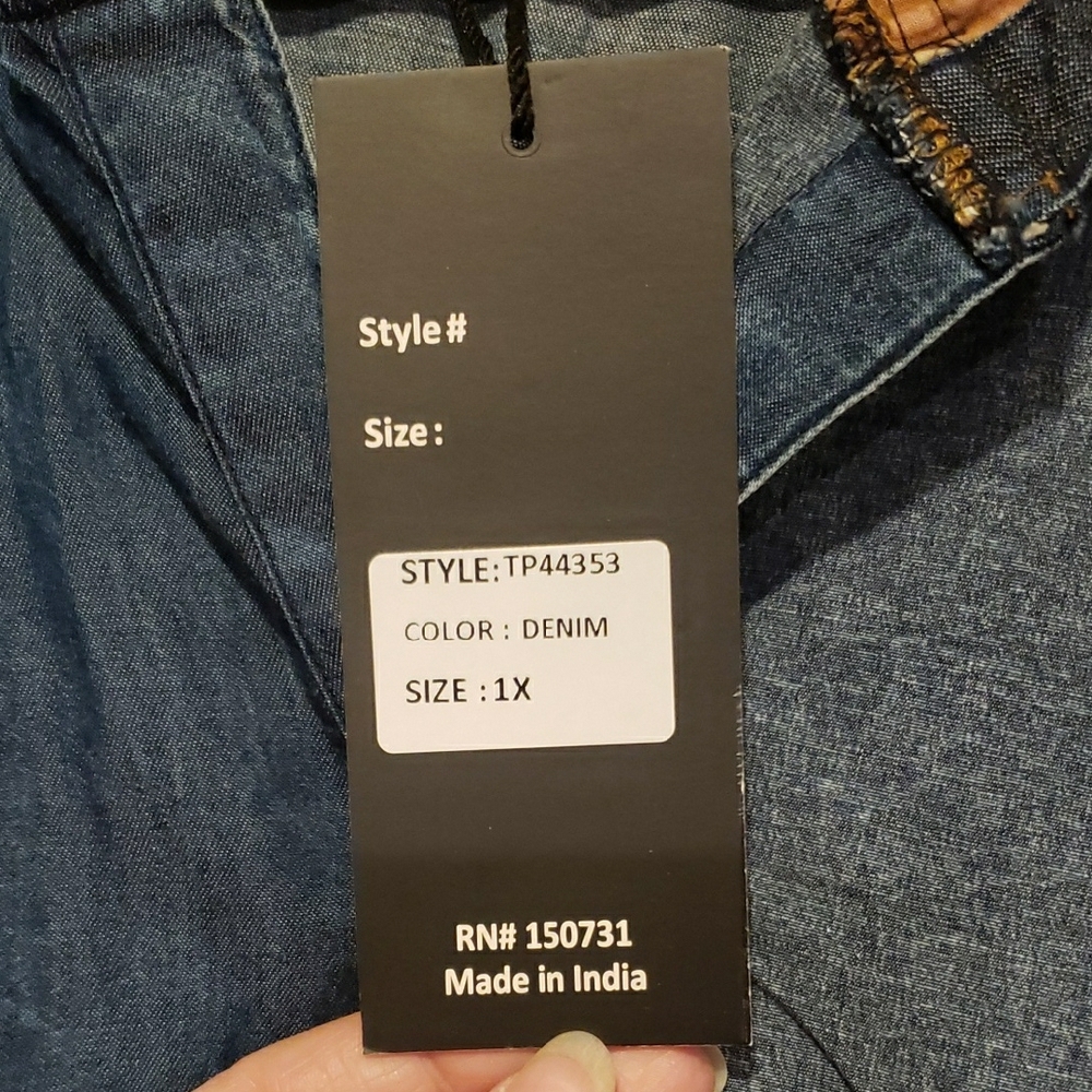 NWT Young Threads Denim Patchwork Hooded Shacket … - image 4